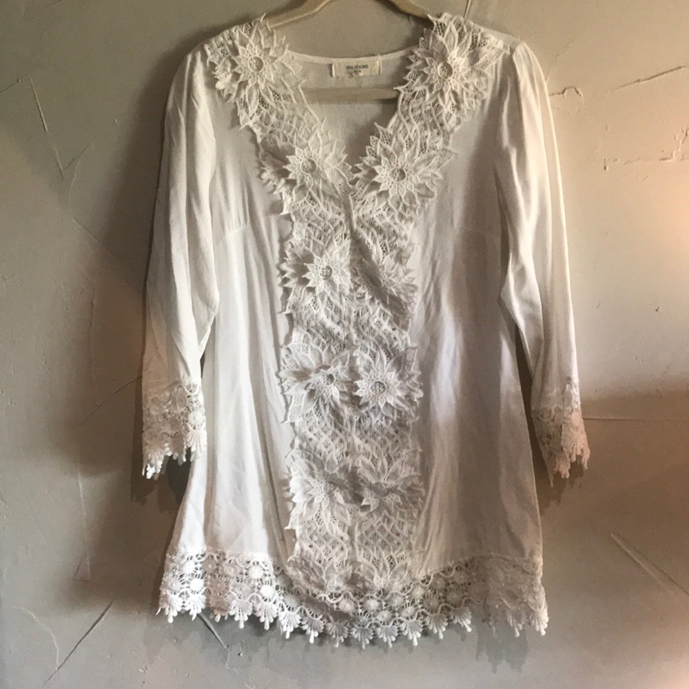Swim suit cover up size small white lace